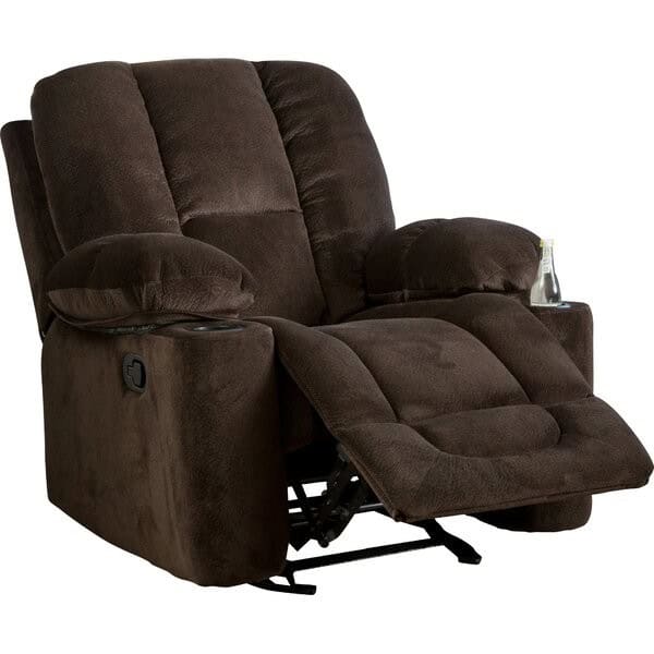 Manual Reclining Sofa Chair with Cup Holders and Footrest Brown