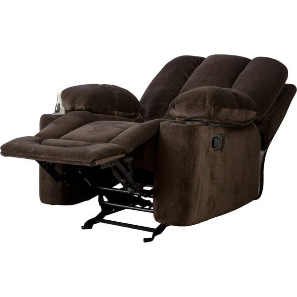 Manual Reclining Sofa Chair with Cup Holders and Footrest Brown