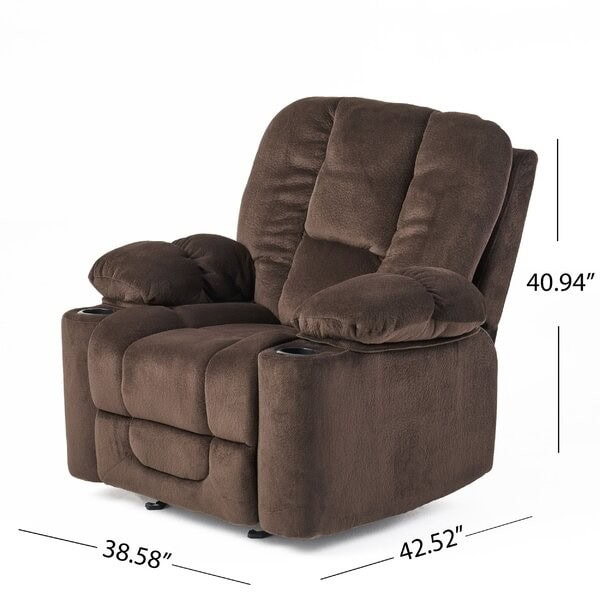 Manual Reclining Sofa Chair with Cup Holders and Footrest Brown