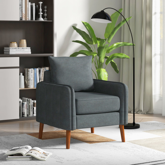 Gray Mid-Century Modern Upholstered Sofa Chair with Removable Cushions - Image 2
