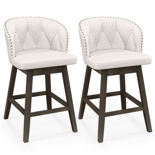 Swivel Upholstered Counter Height Bar Stools with Footrest (Set of 2) - Image 3