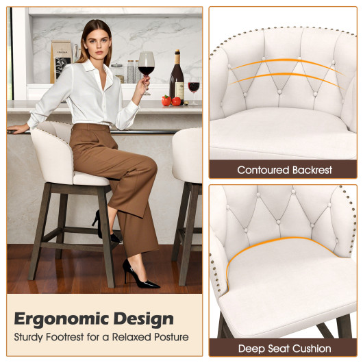 Swivel Upholstered Counter Height Bar Stools with Footrest (Set of 2) - Image 5