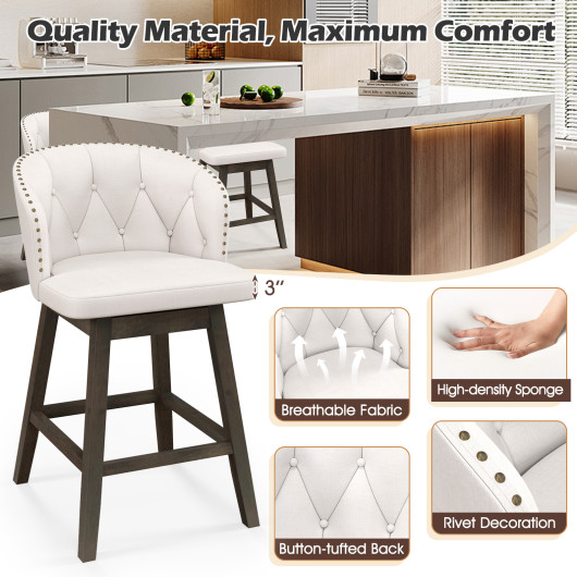 Swivel Upholstered Counter Height Bar Stools with Footrest (Set of 2) - Image 6