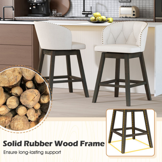 Swivel Upholstered Counter Height Bar Stools with Footrest (Set of 2) - Image 7