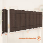 Hand-Woven 8-Panel Folding Room Divider with Solid Wood Frame