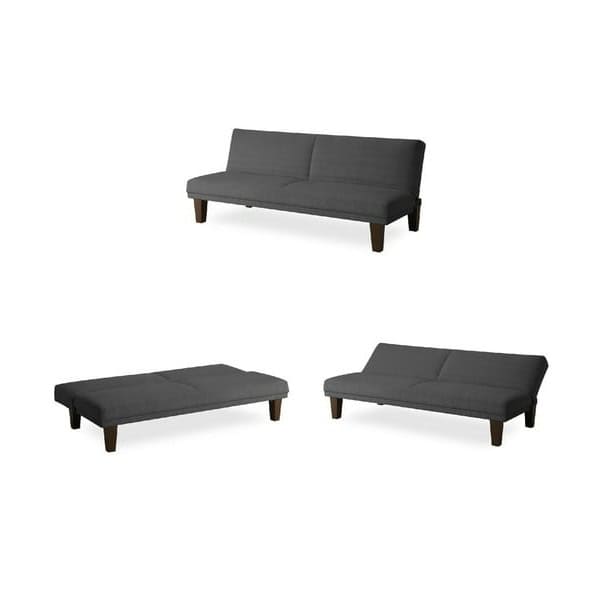 Grey Microfiber Adjustable Futon Sofa Bed for Living Rooms