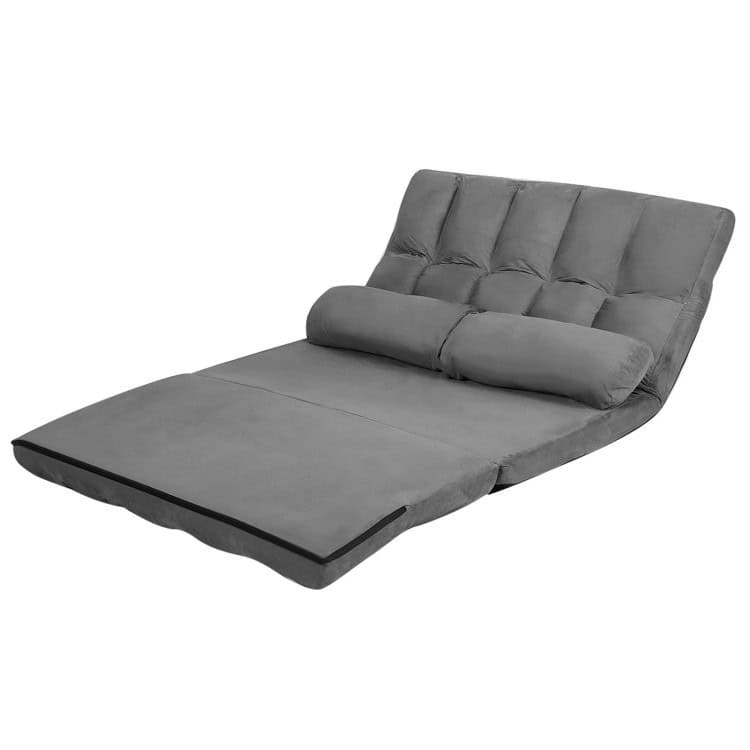 Faux Suede Foldable Floor Sofa Bed with Adjustable Positions