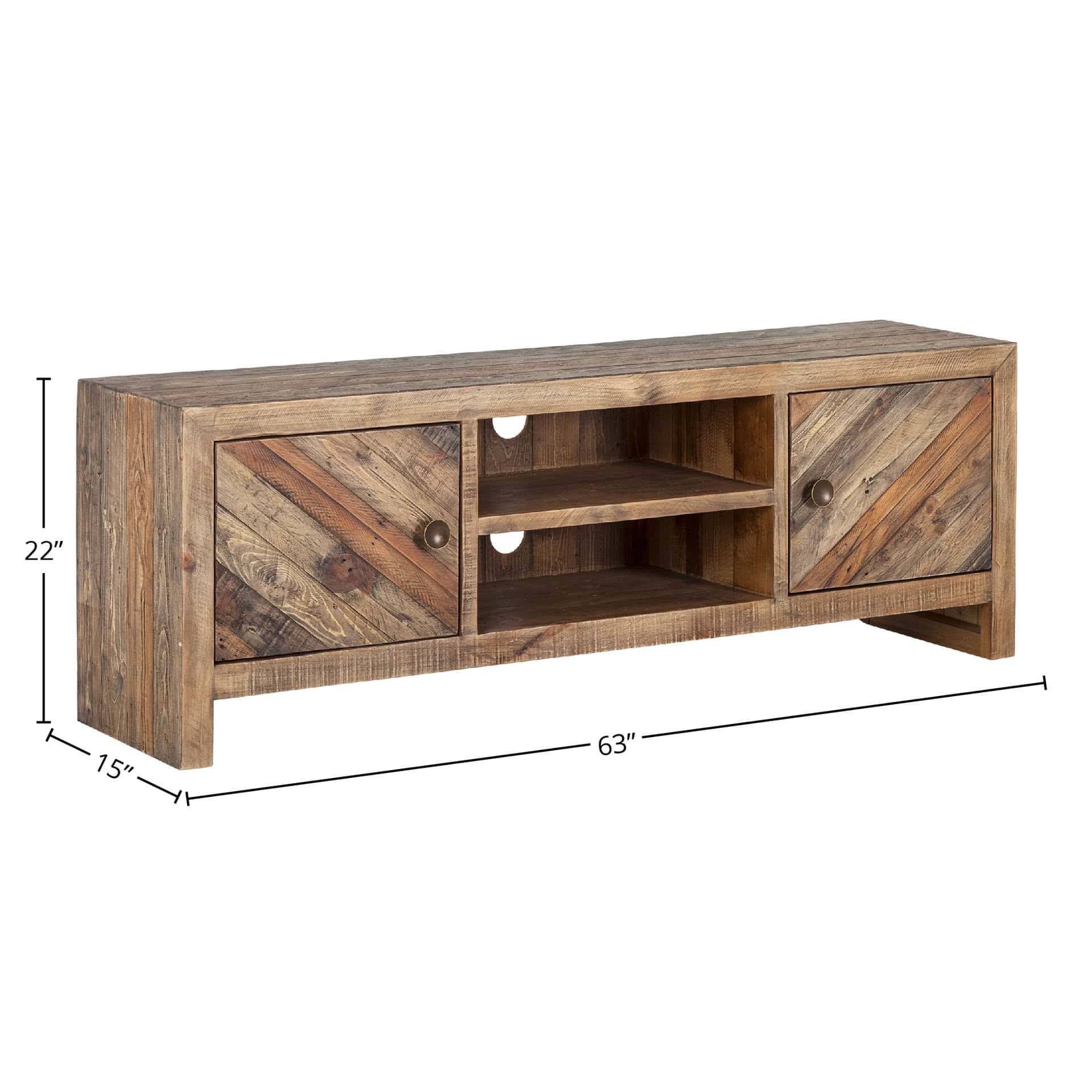 Wheat Reclaimed Pine Transitional TV Console With Adjustable Shelves
