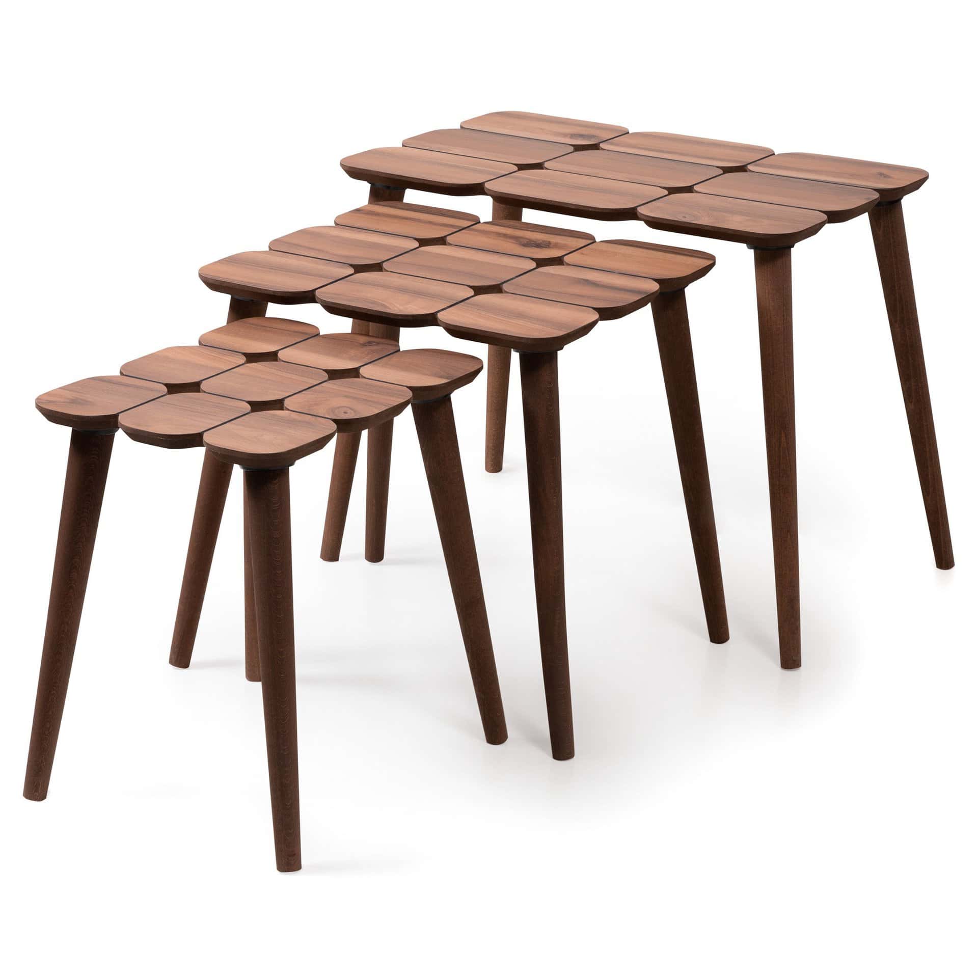 Brown Mid-Century Modern Wood Nesting Tables (Set of 3)