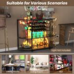 Industrial 3-Tier Wine Bar Cabinet with Glass and Bottle Storage