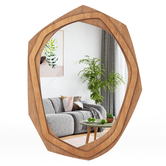 Large Waterproof Irregular Wall Mirror with Hanging Hardware