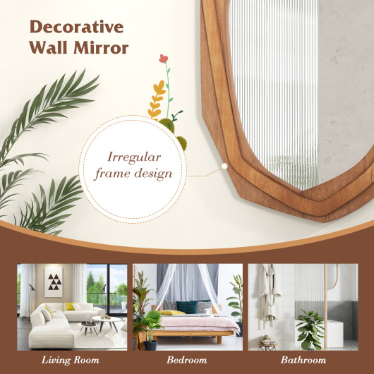 Large Waterproof Irregular Wall Mirror with Hanging Hardware