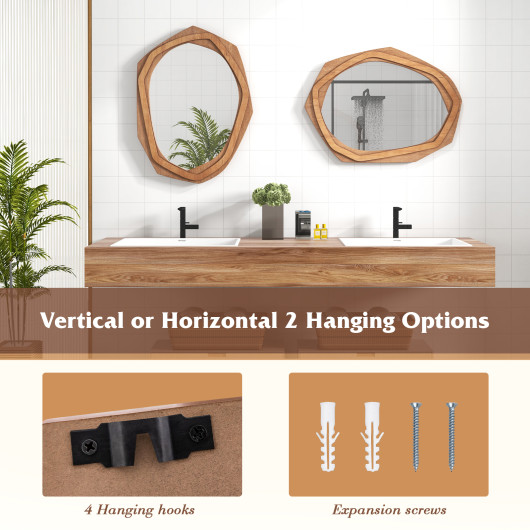 Large Waterproof Irregular Wall Mirror with Hanging Hardware