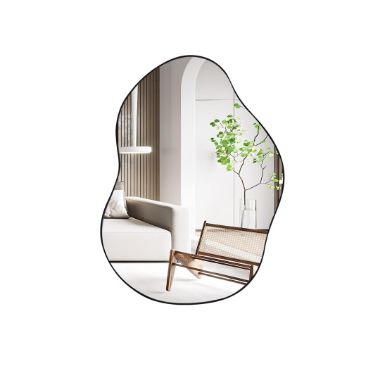 Asymmetrical Wall Mounted Mirror with Premium Backboard Black