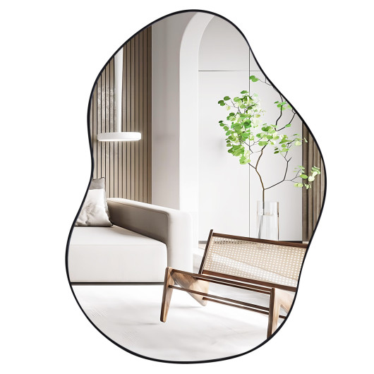 Asymmetrical Wall Mounted Mirror with Premium Backboard Black