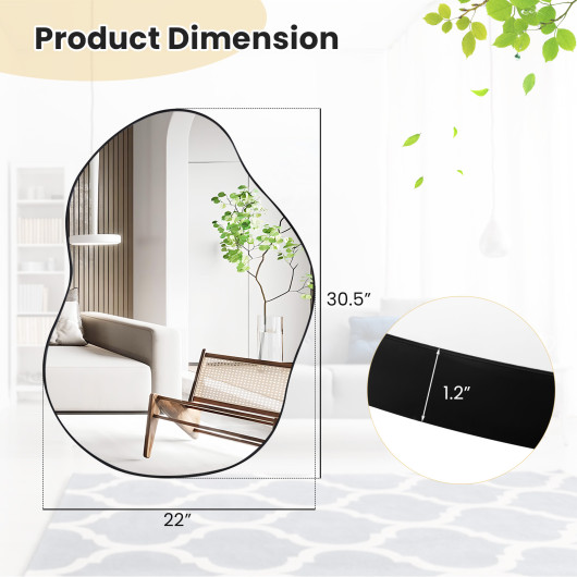 Asymmetrical Wall Mounted Mirror with Premium Backboard Black