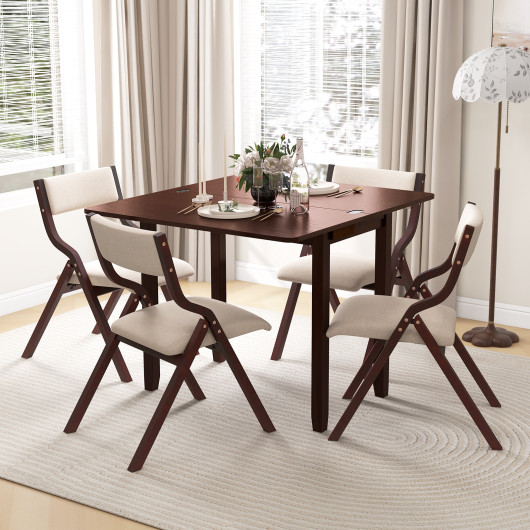 Expandable Dining Table with Upholstered Folding Chairs and Storage (Set of 3) - Image 2
