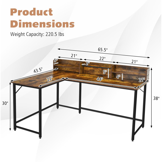 L-Shaped Computer Desk with Hutch and Bookshelf for Offices - Image 11