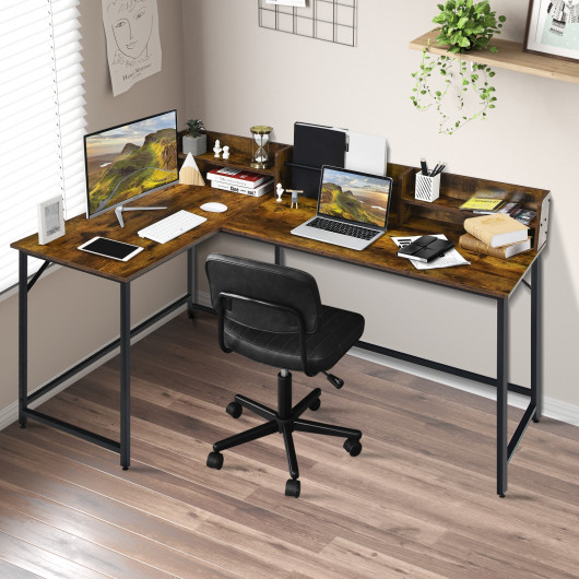 L-Shaped Computer Desk with Hutch and Bookshelf for Offices - Image 8
