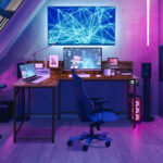 L-Shaped Computer Desk with Hutch and Bookshelf for Offices