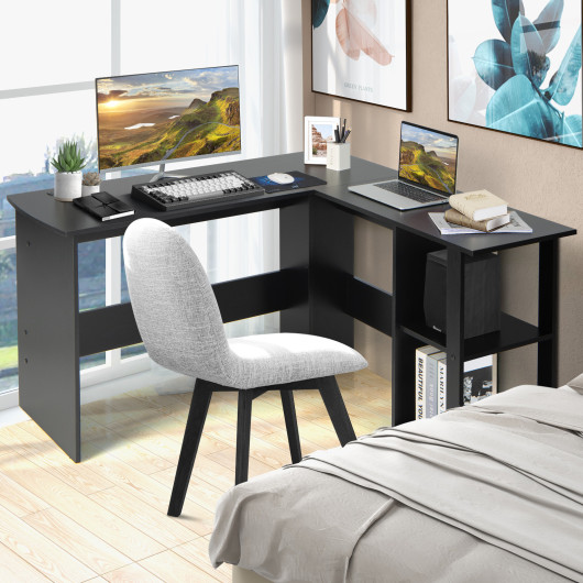 Space-Saving L-Shaped Computer Desk with Shelves for Home Office - Image 2