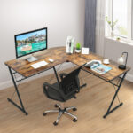 L-Shaped Corner Desk with Spacious Workspace and Sturdy Frame