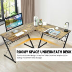 L-Shaped Corner Desk with Spacious Workspace and Sturdy Frame