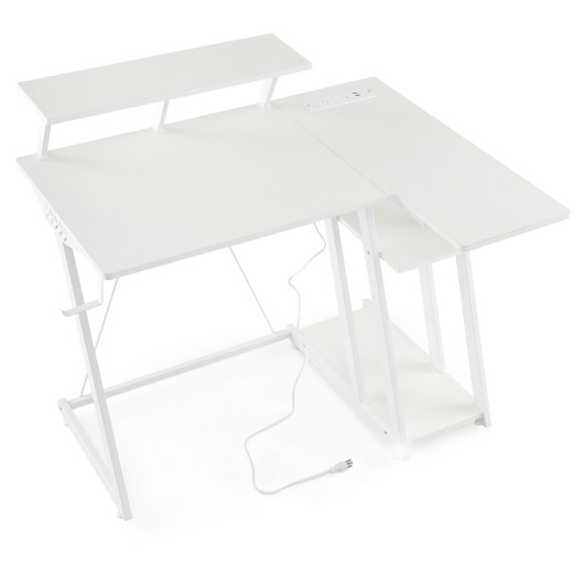 L Shaped Gaming Desk with Storage, Outlets, and USB Ports - Image 11