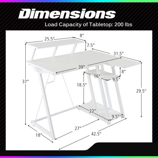 L Shaped Gaming Desk with Storage, Outlets, and USB Ports - Image 12