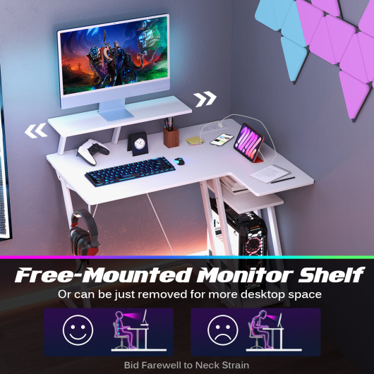 L Shaped Gaming Desk with Storage, Outlets, and USB Ports - Image 13