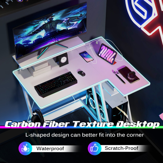 L Shaped Gaming Desk with Storage, Outlets, and USB Ports - Image 14