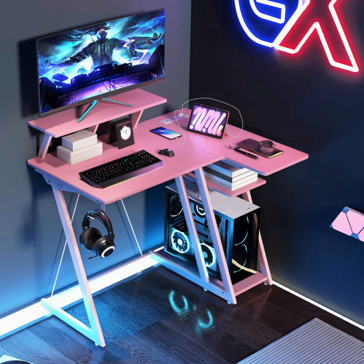 L Shaped Gaming Desk with Storage, Outlets, and USB Ports - Image 15