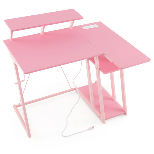 L Shaped Gaming Desk with Storage, Outlets, and USB Ports - Image 18