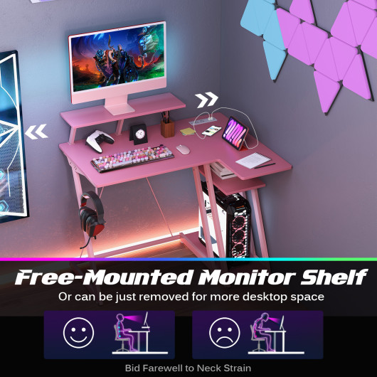 L Shaped Gaming Desk with Storage, Outlets, and USB Ports - Image 20