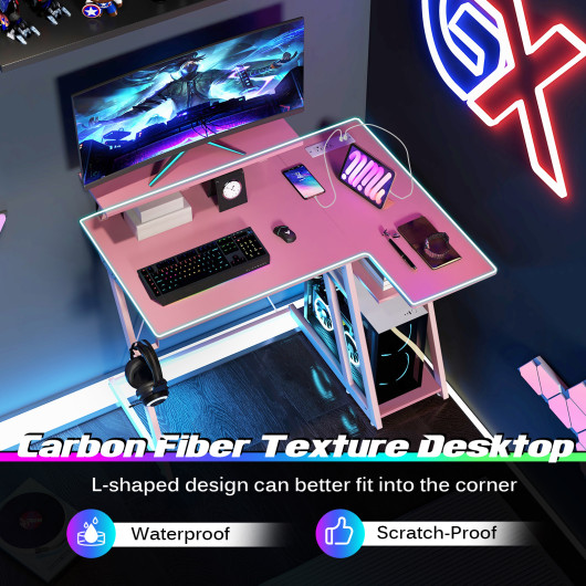 L Shaped Gaming Desk with Storage, Outlets, and USB Ports - Image 21