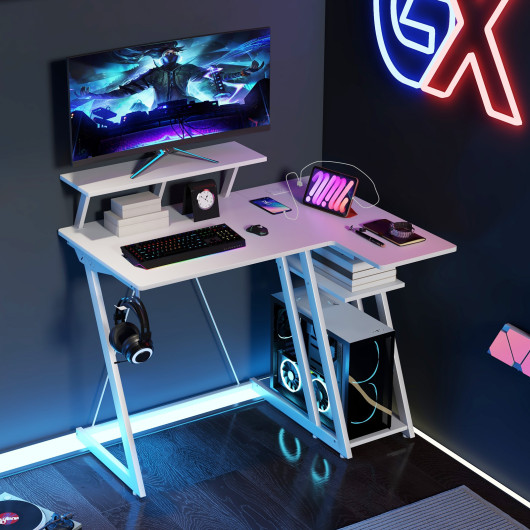 L Shaped Gaming Desk with Storage, Outlets, and USB Ports - Image 8