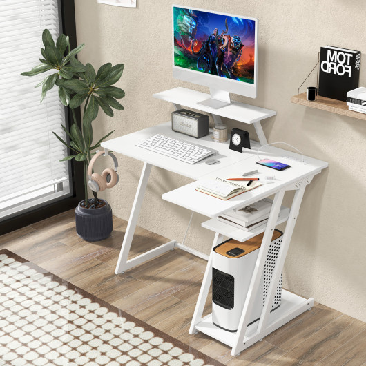 L Shaped Gaming Desk with Storage, Outlets, and USB Ports - Image 9