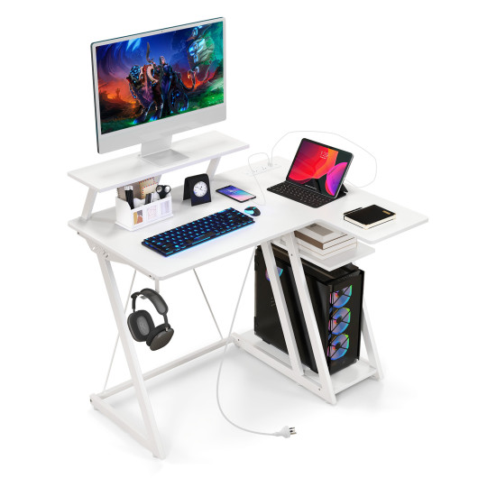 L Shaped Gaming Desk with Storage, Outlets, and USB Ports - Image 10