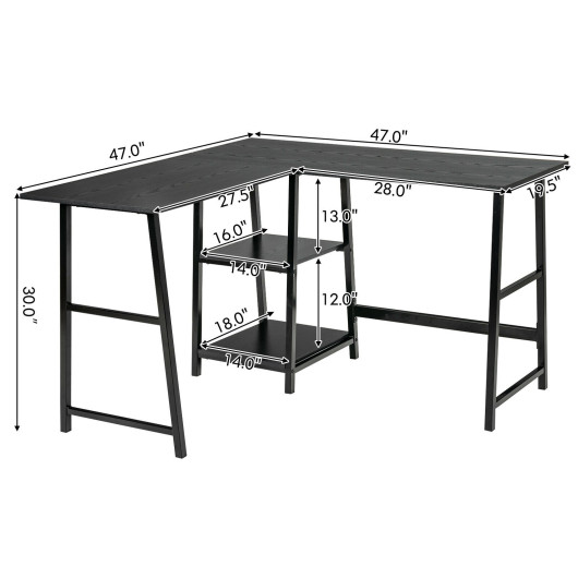 L Shaped Office Desk with Shelves and Space-Saving Design - Image 11