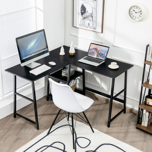 L Shaped Office Desk with Shelves and Space-Saving Design - Image 13