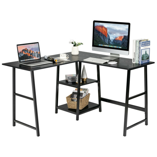 L Shaped Office Desk with Shelves and Space-Saving Design - Image 14