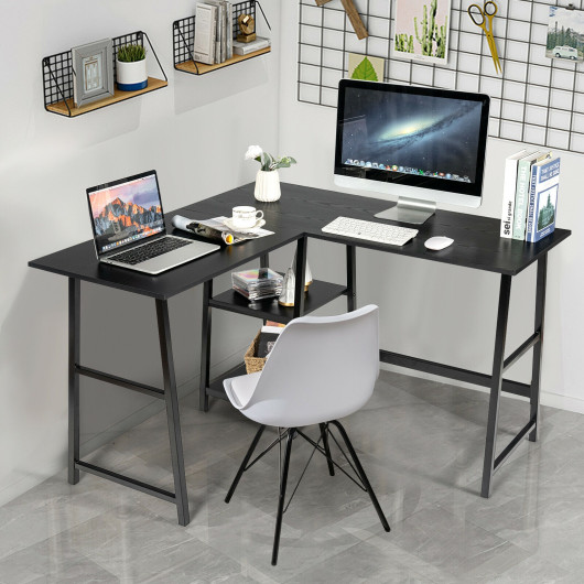 L Shaped Office Desk with Shelves and Space-Saving Design - Image 8