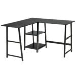 L Shaped Office Desk with Shelves and Space-Saving Design