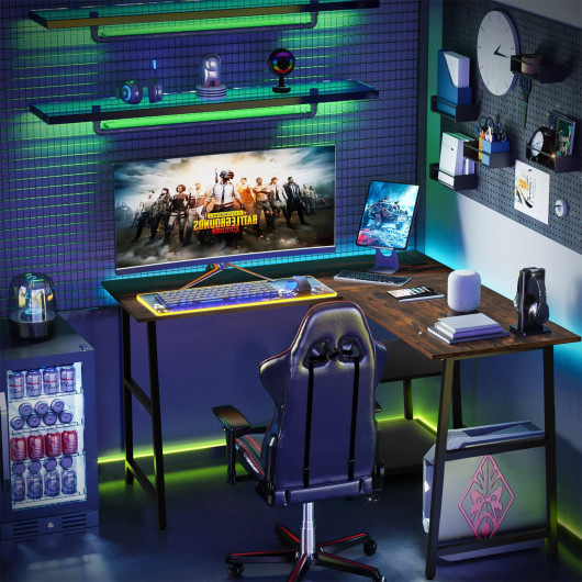 L Shaped Office Desk with Shelves and Space-Saving Design - Image 2