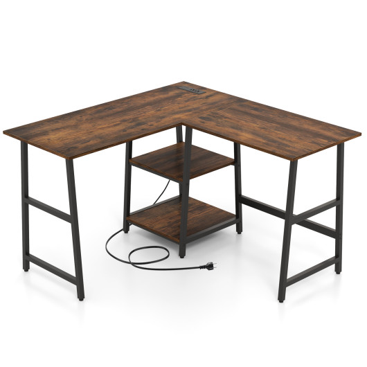 L Shaped Office Desk with Shelves and Space-Saving Design - Image 3