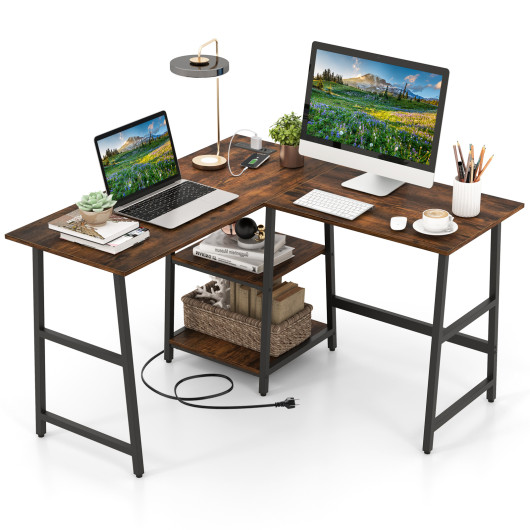 L Shaped Office Desk with Shelves and Space-Saving Design - Image 4