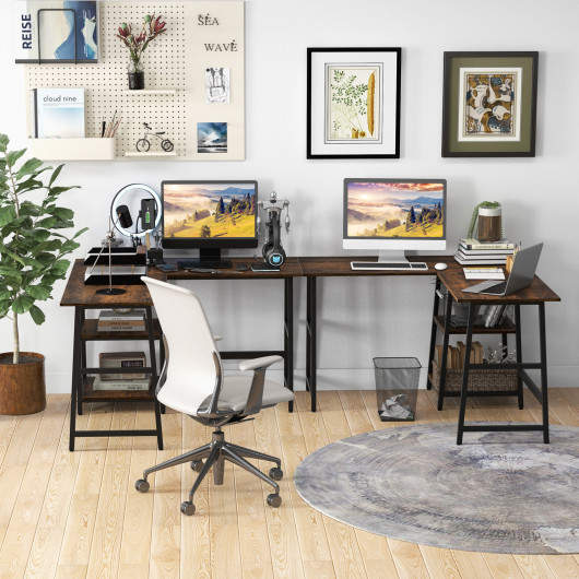 L Shaped Office Desk with Shelves and Space-Saving Design - Image 6