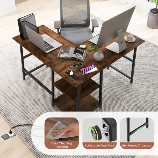 L Shaped Office Desk with Shelves and Space-Saving Design - Image 7