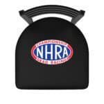 NHRA - Drag Racing 30-Inch Swivel Bar Stool w/ Black Wrinkle Finish, Ladder Back, 2.5-Inch Cushion Seat