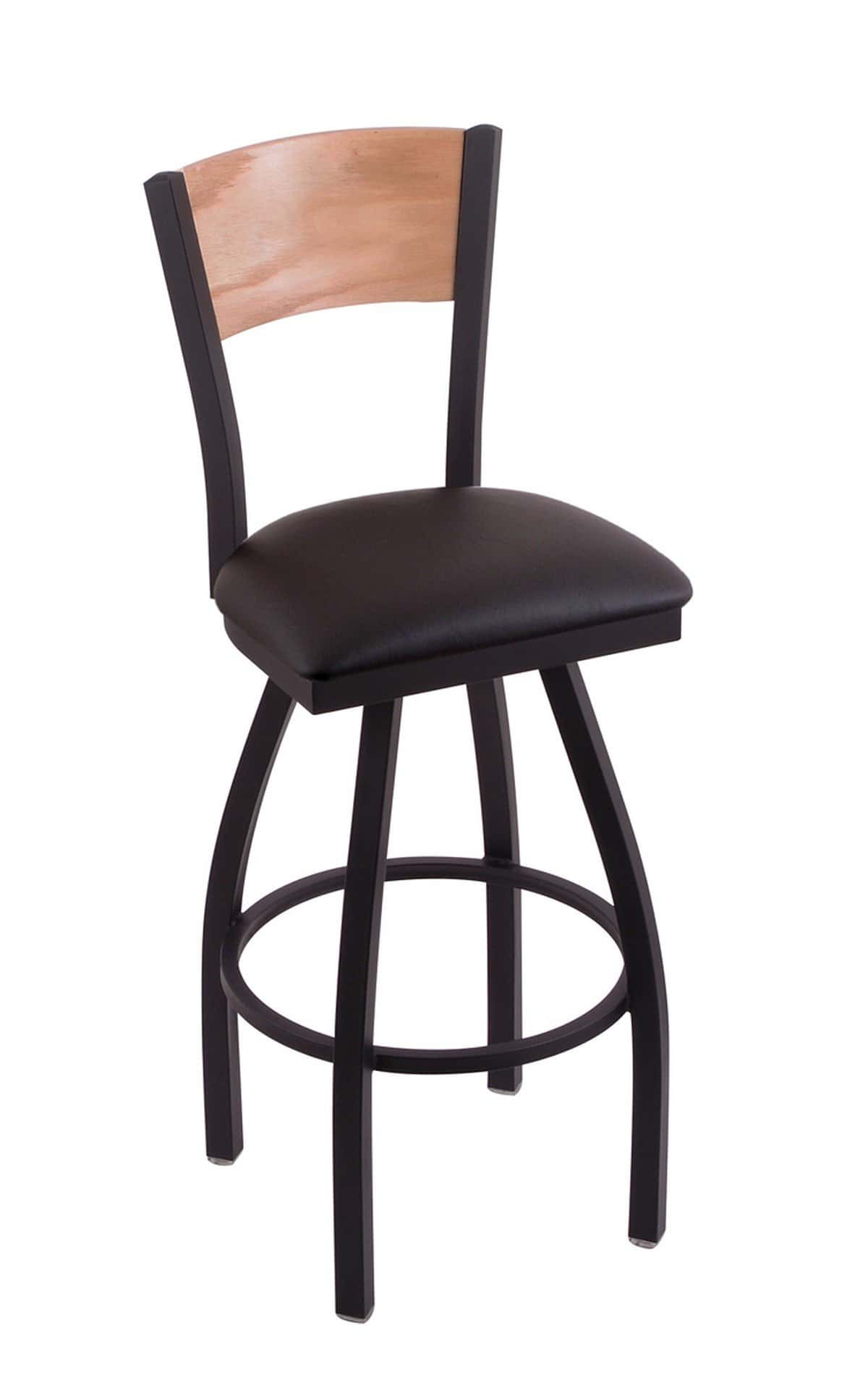 Indian Motorcycle 30-Inch Swivel Bar Stool w/ Black Wrinkle Finish, Solid Wood Back, 2.5-Inch Cushion Seat